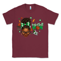 Burgundy Afro Messy Bun Full Face Basketball Mom Classic Tee - texasbilliewilder