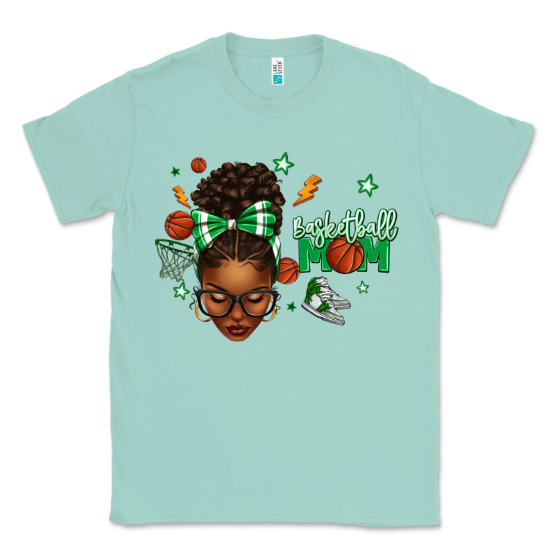 Afro Messy Bun Full Face Basketball Mom Classic Tee by texasbilliewilder | Teevron