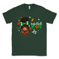 Sports Green Afro Messy Bun Full Face Basketball Mom Classic Tee - texasbilliewilder