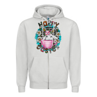 Dove Grey Happy Easter Zipper Hoodie - CowhideDigitalArt