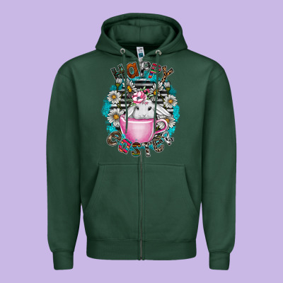 Happy Easter Zipper Hoodie Designed By Cowhidedigitalart