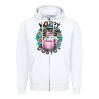 White Happy Easter Zipper Hoodie - CowhideDigitalArt