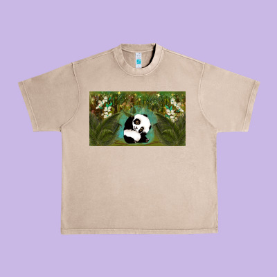 Cute Panda Urban Heavy Tee Designed By Tumblerdesignbyshophia