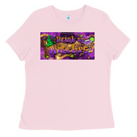 Bubblegum Pink drink up witches Ladies Tee - BarkalooDesign