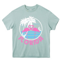 Arona Hot Trend Florida Pink Flamingo Heart 80S Retro Vintage Style Heavy Core Tee - lanVoArt