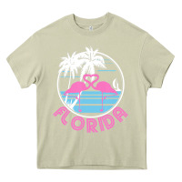 Mossy Hot Trend Florida Pink Flamingo Heart 80S Retro Vintage Style Heavy Core Tee - lanVoArt