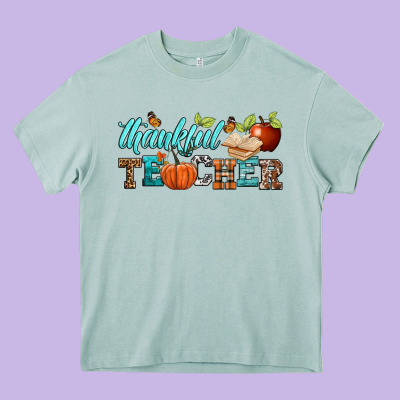 Thankful Teacher Heavy Core Tee Designed By Bundleandbundleshop