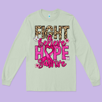 Fight Believe Hope Survive Cancer Awareness Long Sleeve Tee Designed By Howdyjamesfarm