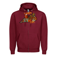 Burgundy happy fall Zipper Hoodie - CowhideDigitalArt