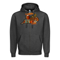 Charcoal Heather happy fall Zipper Hoodie - CowhideDigitalArt