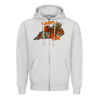 Dove Grey happy fall Zipper Hoodie - CowhideDigitalArt