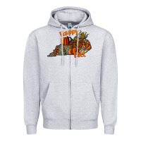 Heather Grey happy fall Zipper Hoodie - CowhideDigitalArt