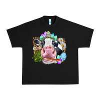 Black Happy Easter Cow with eggs Easter Day Urban Heavy Tee - HowdyJamesFarm