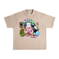 French Oak Happy Easter Cow with eggs Easter Day Urban Heavy Tee - HowdyJamesFarm