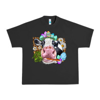 Pigment Black Happy Easter Cow with eggs Easter Day Urban Heavy Tee - HowdyJamesFarm