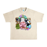 Sandshell Happy Easter Cow with eggs Easter Day Urban Heavy Tee - HowdyJamesFarm