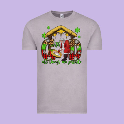 With God All Things Are Possible Santa Baby Jesus Vintage Tee Designed By Jasminsmagicworld