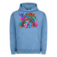 Pigment Pebble Blue stitch and lilo rainbow Urban Hoodie - AdoDesignShop