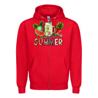 Red summer Zipper Hoodie - CowhideDigitalArt