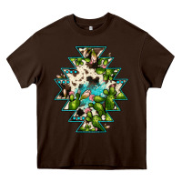 Chocolate Brown aztec  cowhide cactus gemstone Heavy Core Tee - JahusDesignShop
