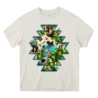 Cream aztec  cowhide cactus gemstone Heavy Core Tee - JahusDesignShop