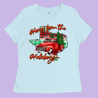 Home For The Holidays Texas Ladies Tee Designed By Barkaloodesign