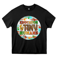 Black educator of tiny humans round earring Heavy Core Tee - BundleAndBundleShop