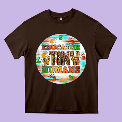 Educator Of Tiny Humans Round Earring Heavy Core Tee Designed By Bundleandbundleshop