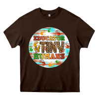 Chocolate Brown educator of tiny humans round earring Heavy Core Tee - BundleAndBundleShop