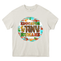 Cream educator of tiny humans round earring Heavy Core Tee - BundleAndBundleShop