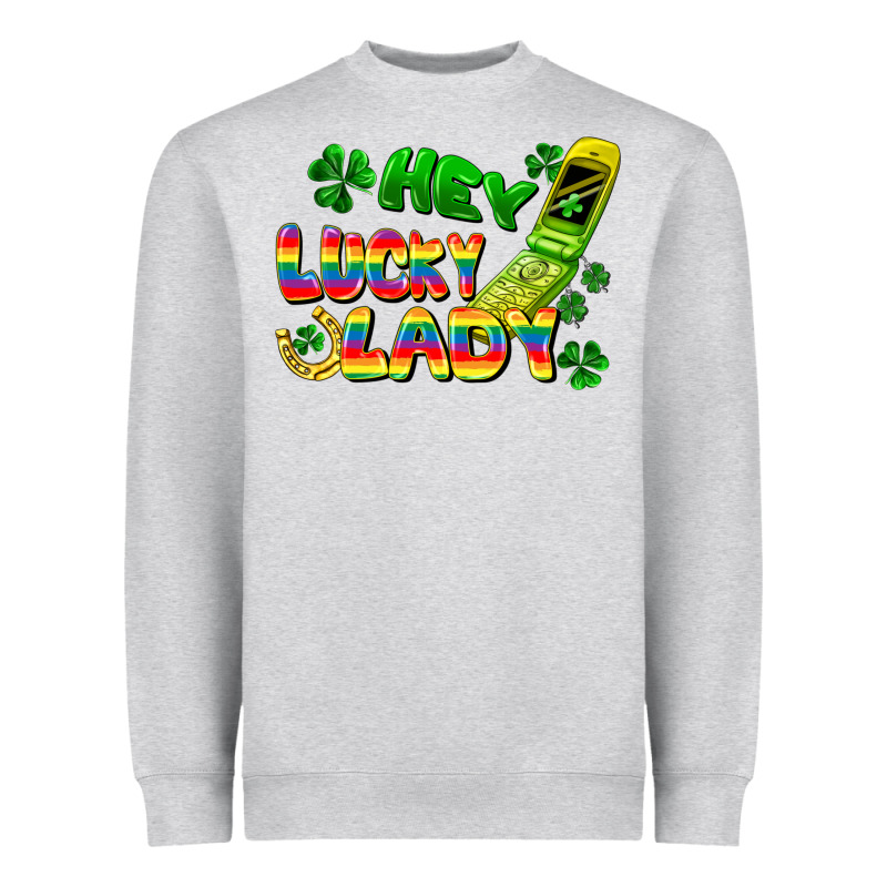 Hey Lucky Lady Flip Phone Heavyweight Sweatshirt by FaDigitalArtStudio | Teevron