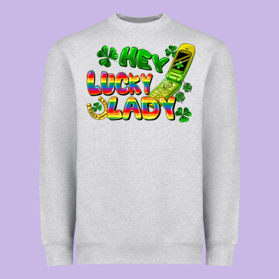 Hey Lucky Lady Flip Phone Heavyweight Sweatshirt Designed By Fadigitalartstudio