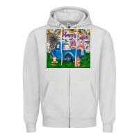 Dove Grey happy easter truck Zipper Hoodie - CowhideDigitalArt