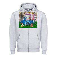 Heather Grey happy easter truck Zipper Hoodie - CowhideDigitalArt