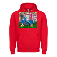 Red happy easter truck Zipper Hoodie - CowhideDigitalArt