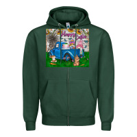Sports Green happy easter truck Zipper Hoodie - CowhideDigitalArt