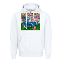 White happy easter truck Zipper Hoodie - CowhideDigitalArt