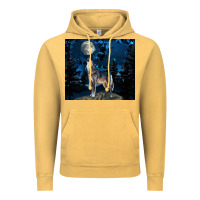 Vintage Mustard wolf howling at the moon Vintage Hoodie - TumblerDesignByShophia
