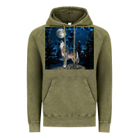 Vintage Olive wolf howling at the moon Vintage Hoodie - TumblerDesignByShophia