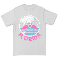 Dove Grey Hot Trend Florida Pink Flamingo Heart 80S Retro Vintage Style Premium Tee - lanVoArt