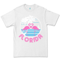 White Hot Trend Florida Pink Flamingo Heart 80S Retro Vintage Style Premium Tee - lanVoArt