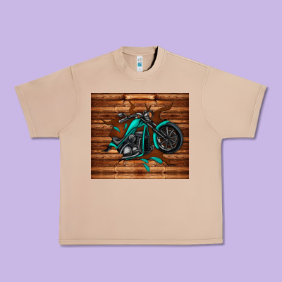 Woodgrain Motorcycle Urban Heavy Tee Designed By Tumblerdesignbyshophia