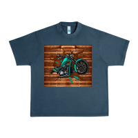 Midnight Navy woodgrain motorcycle Urban Heavy Tee - TumblerDesignByShophia