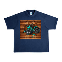 Navy woodgrain motorcycle Urban Heavy Tee - TumblerDesignByShophia