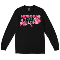 Black nobody fights alone cancer awareness Long Sleeve Tee - CowGirlArtShop