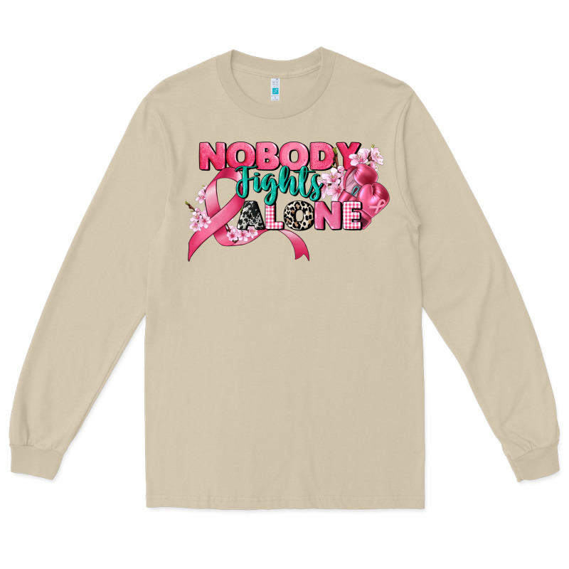 Nobody Fights Alone Cancer Awareness Long Sleeve Tee by CowGirlArtShop | Teevron