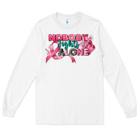 White nobody fights alone cancer awareness Long Sleeve Tee - CowGirlArtShop