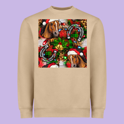 Christmas Horse Leopard Heavyweight Sweatshirt Designed By Fadigitalartstudio