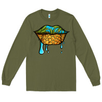 Army Green summer vibes pineapple lips Long Sleeve Tee - Jasminsmagicworld