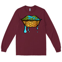 Burgundy summer vibes pineapple lips Long Sleeve Tee - Jasminsmagicworld